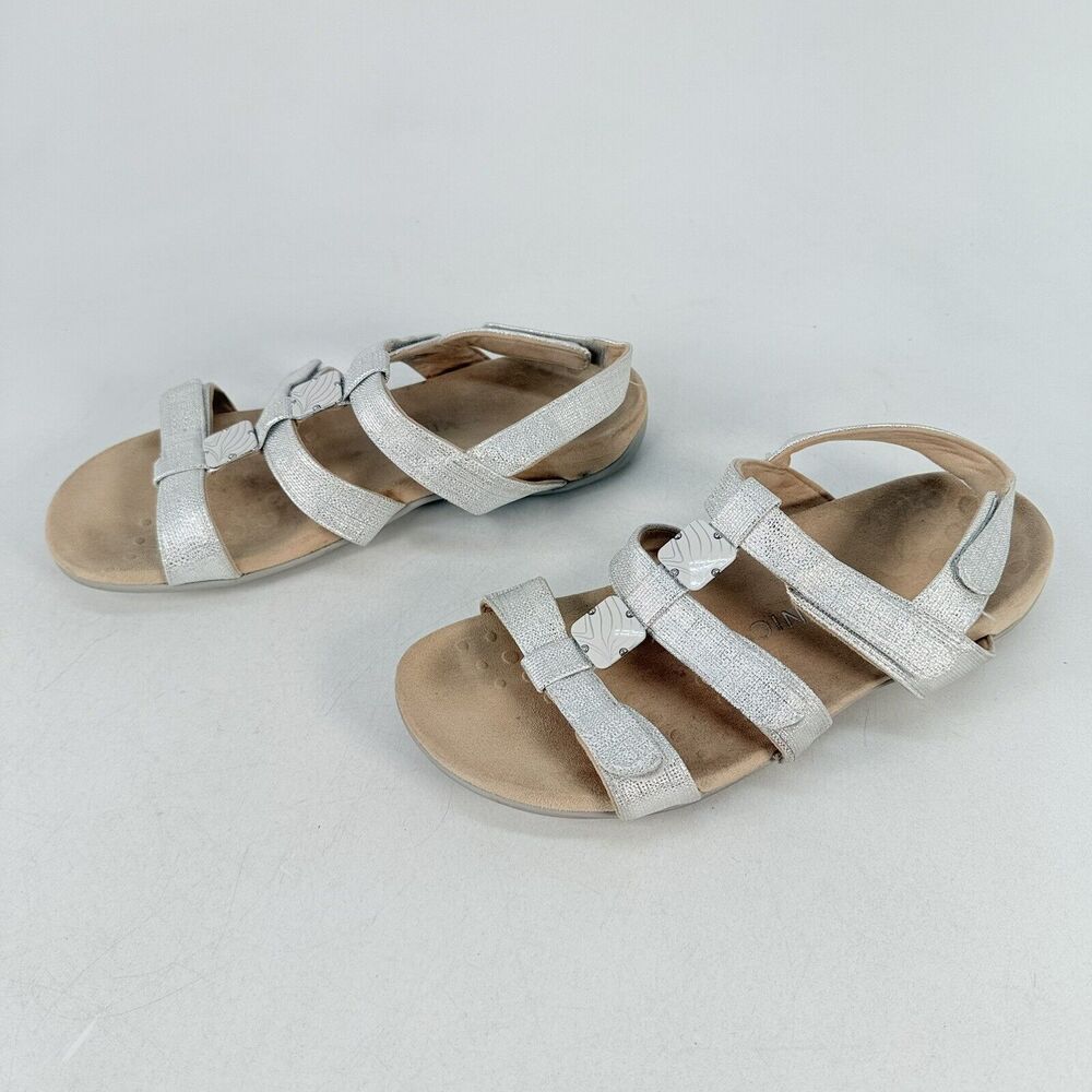 Vionic Women’s Silver Amber Sandals Shoes Comfort 3 Strap Metallic Size 10